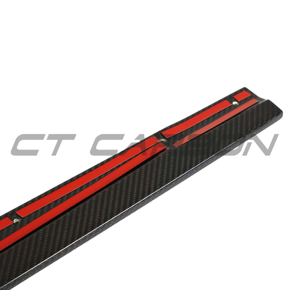 VW Golf MK8/MK8.5 R carbon fibre side skirts by CT Design, showcasing sleek, aerodynamic side panel enhancements.