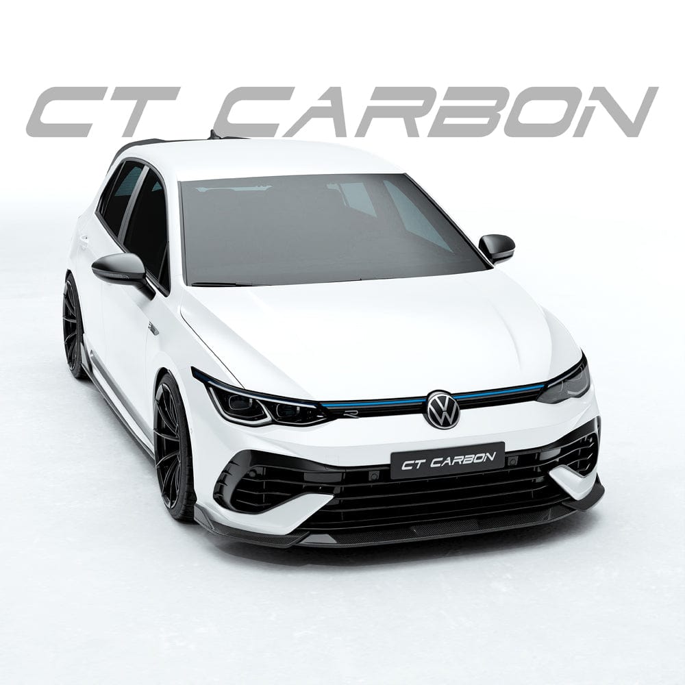 VW Golf MK8 R full carbon fibre kit by CT Design, featuring lightweight carbon fiber panels and aerodynamic enhancements.