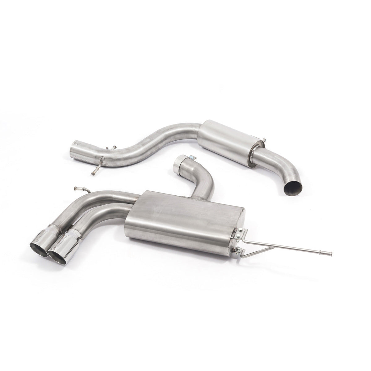 Cobra Sport VW Golf GTI Mk5 2.0 T FSI cat back performance exhaust system installed on a car.