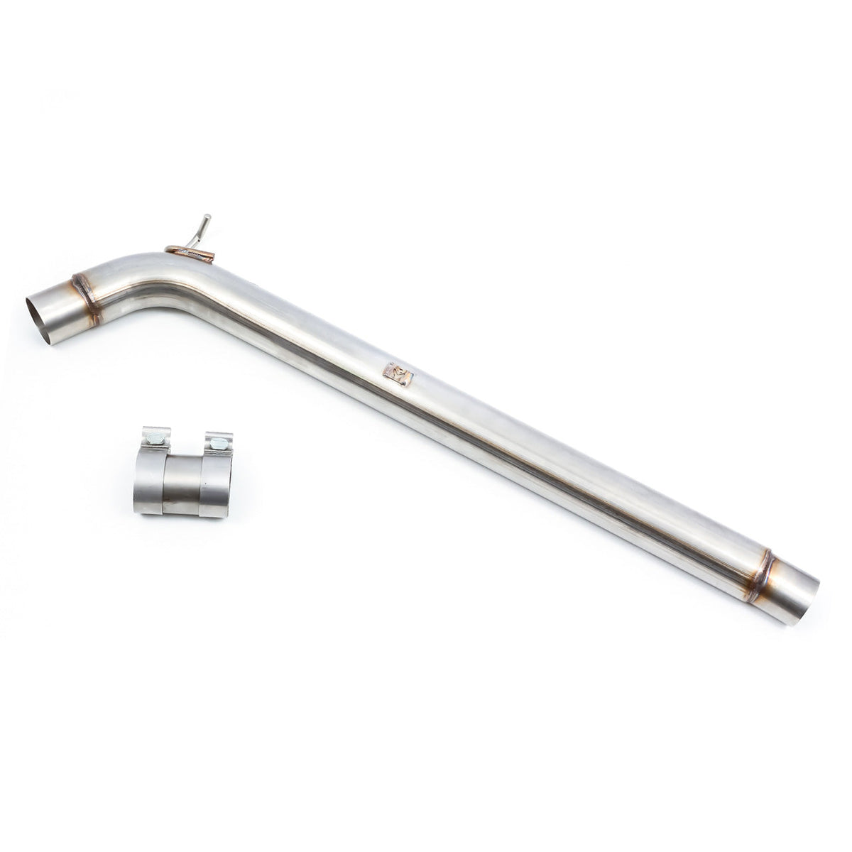 Cobra Sport VW Golf GTI Mk7 2.0 TSI resonator delete performance exhaust centre section showing polished metal pipe.