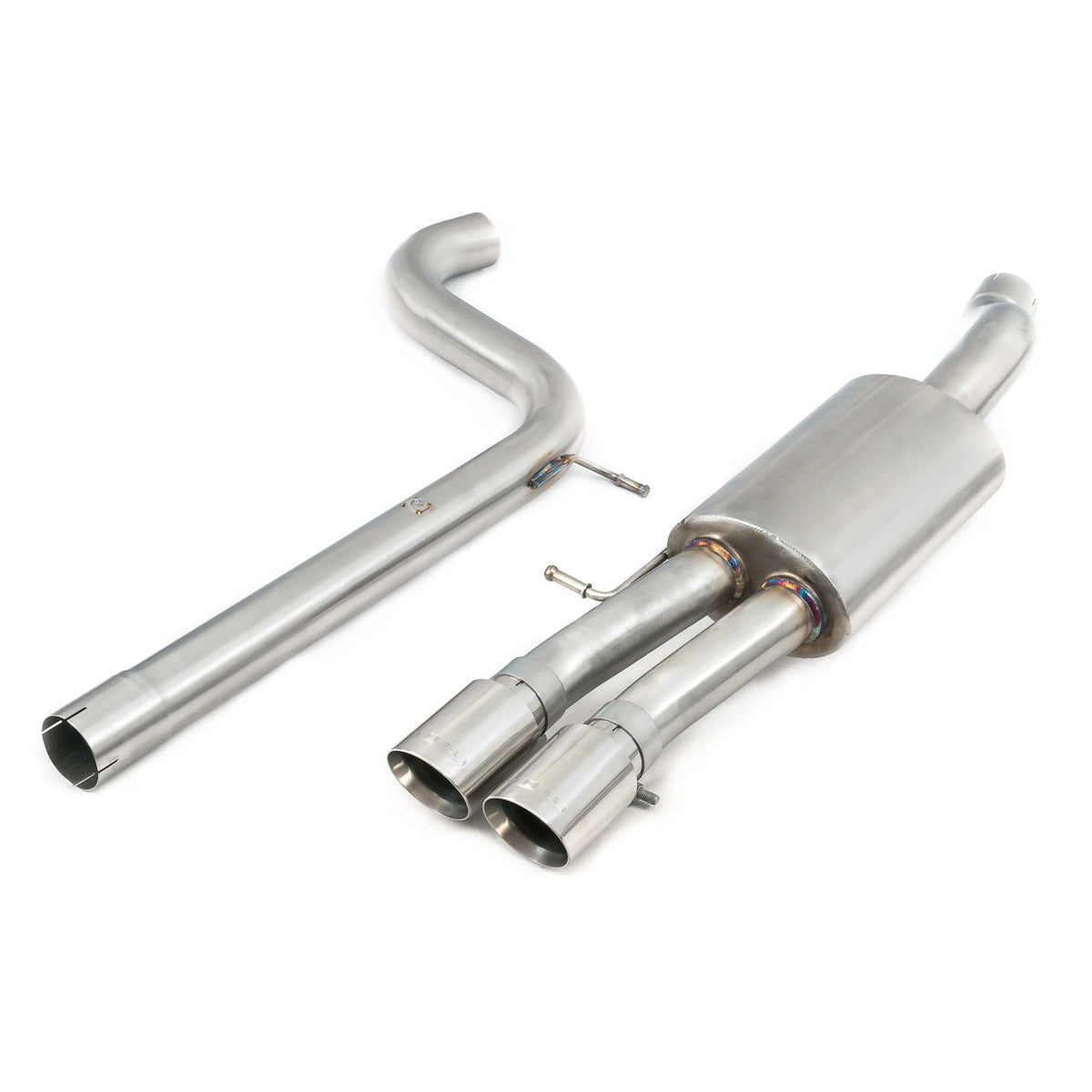Cobra Sport VW Polo GTI Mk6 2.0 TSI GPF back performance exhaust with non-resonated design, showcasing the polished exhaust tip.