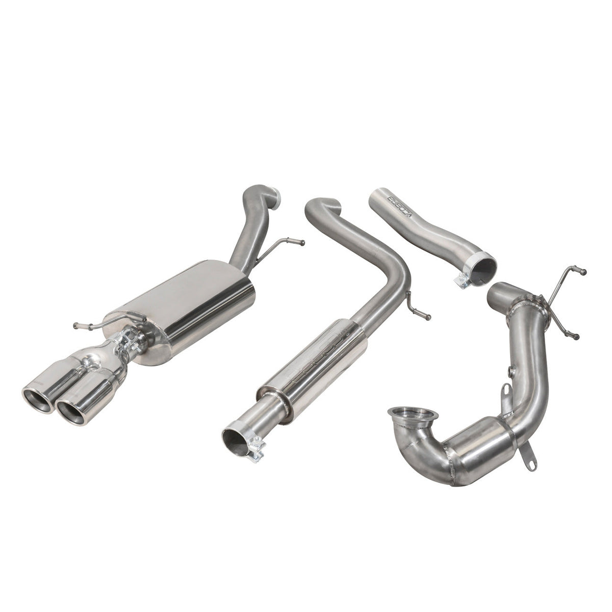 Cobra Sport VW Polo GTI 6C 1.8 TSI turbo back performance exhaust with resonated tips, installed on a 2015-2017 model.
