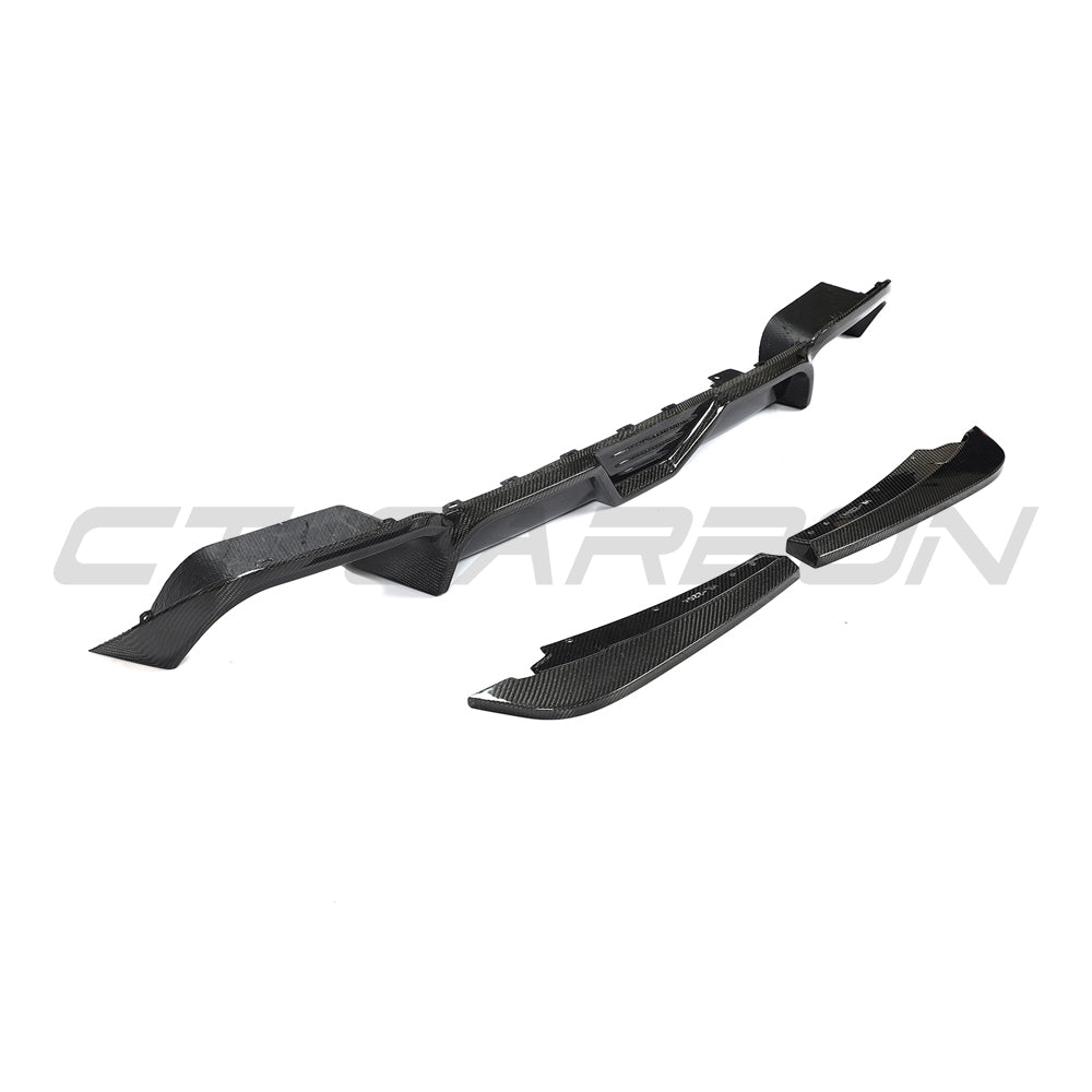 CT Carbon X3M F97 2018-2021 carbon fiber diffuser for pre-LCI models, showing sleek, textured carbon fiber surface.