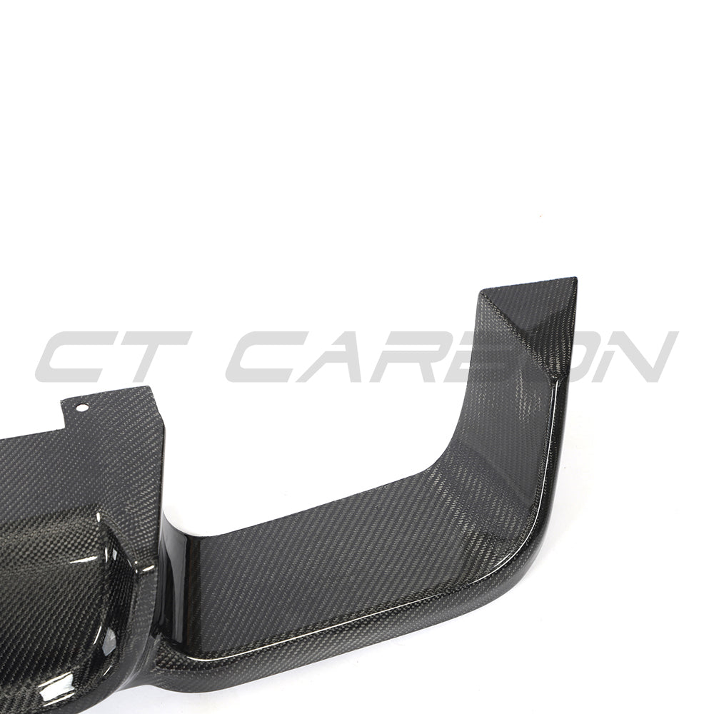CT Carbon X3M F97 2018-2021 carbon fiber diffuser for pre-LCI cars, showcasing sleek aerodynamic design and premium finish.