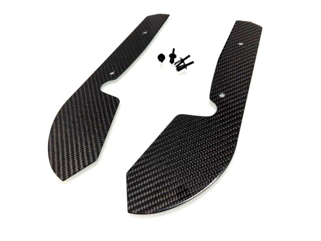Carbon fibre front arch guard set for Tesla Model 3 (2018+) by Automotive Passion, showing sleek material and precise fit on vehicle wheel arches.