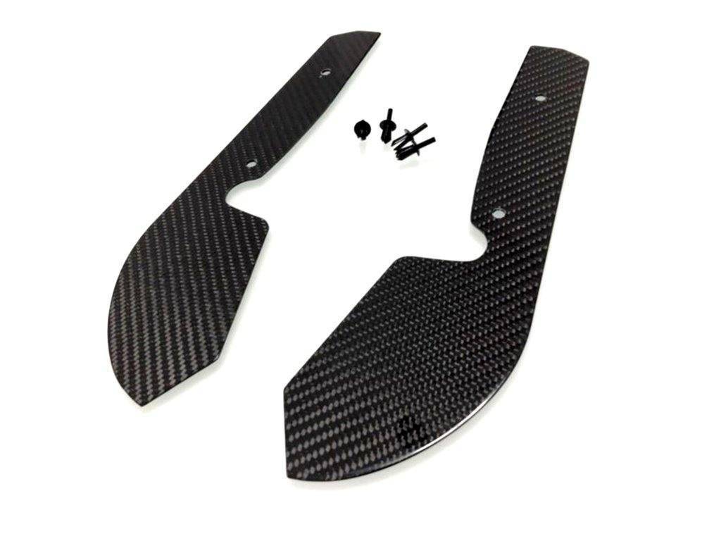 Carbon fiber front arch guards for BMW 3 Series G20 G21, automotive passion, installed on wheel arches of the vehicle.