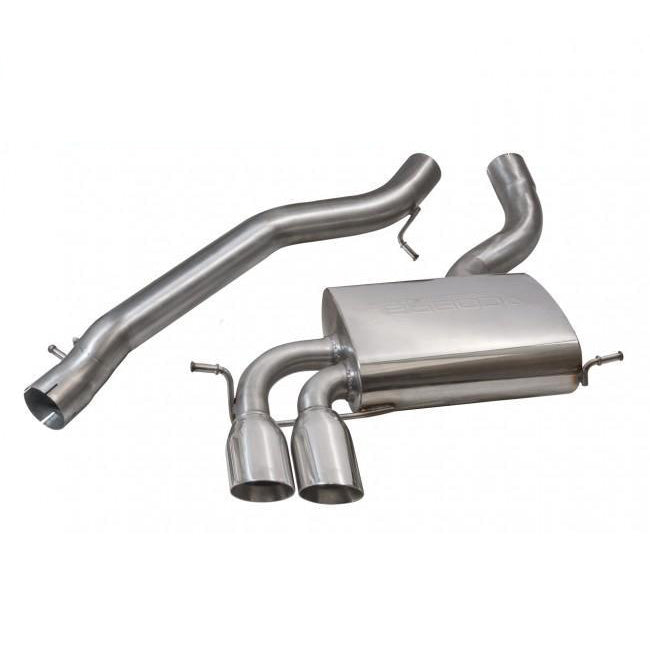 Cobra Sport Audi S3 (8P) Quattro 5-door cat back performance exhaust with chrome tips and polished stainless steel pipes.