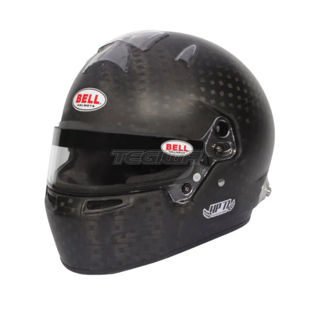 Bell Full Face HP77 Carbon Helmet with HANS posts, FIA8860-2018-ABP certification, designed for racing safety.