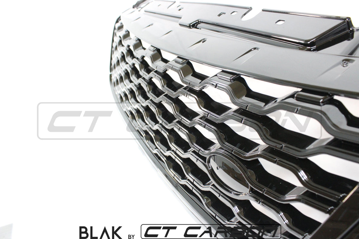 Full black edition Range Rover Velar trim pack kit by CT Carbon, featuring sleek black exterior accents for 2017+ models.