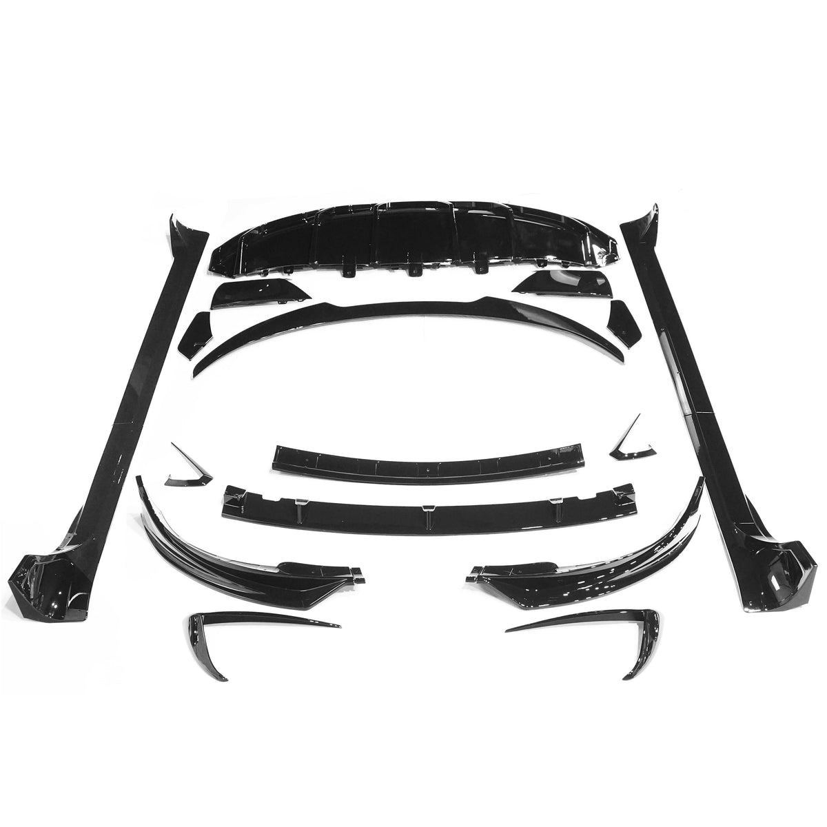 Full gloss black carbon fiber kit for Tesla Model Y MK1 2020-2025 by CT Carbon, featuring sleek aerodynamic design.
