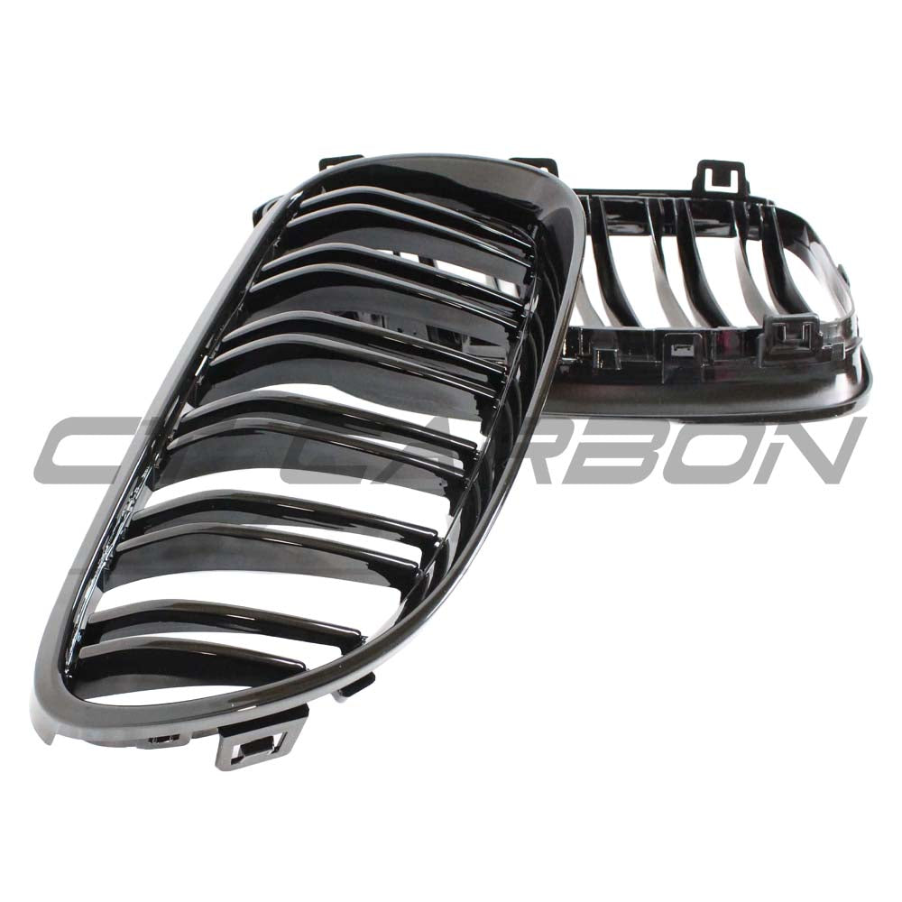 Black BMW E92 and E93 3 Series LCI double slat grille by CT Carbon, showcasing sleek black grille design for BMW 3 Series models.