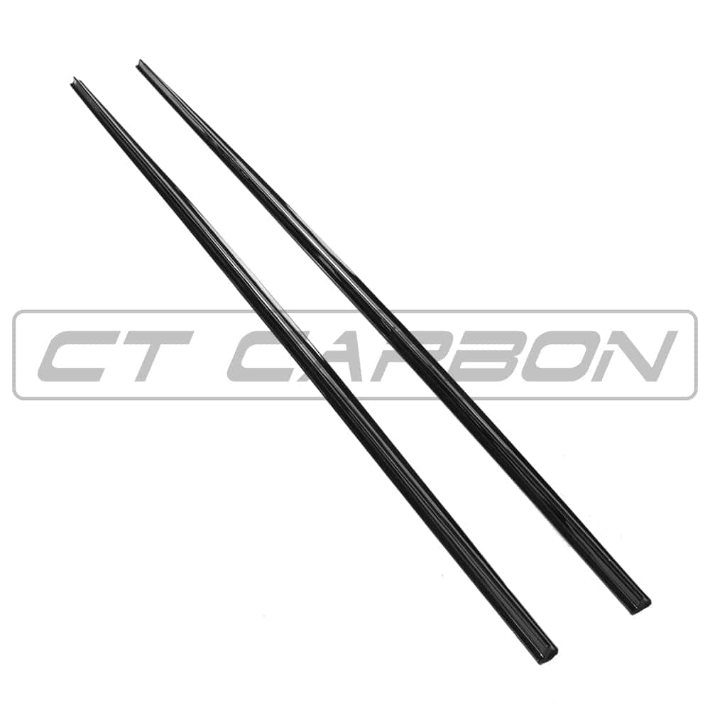 Gloss black side skirts for Volkswagen Polo MK5 2014-2017 by CT Carbon, shown installed on the vehicle's sides.