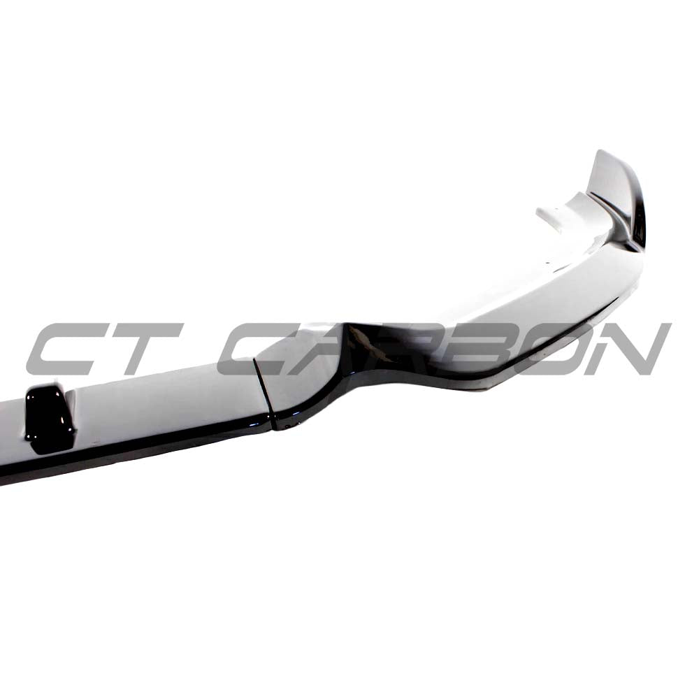 Audi A3 S-Line and S3 8V facelift gloss black splitter by CT Carbon, mounted on the front of the vehicle.