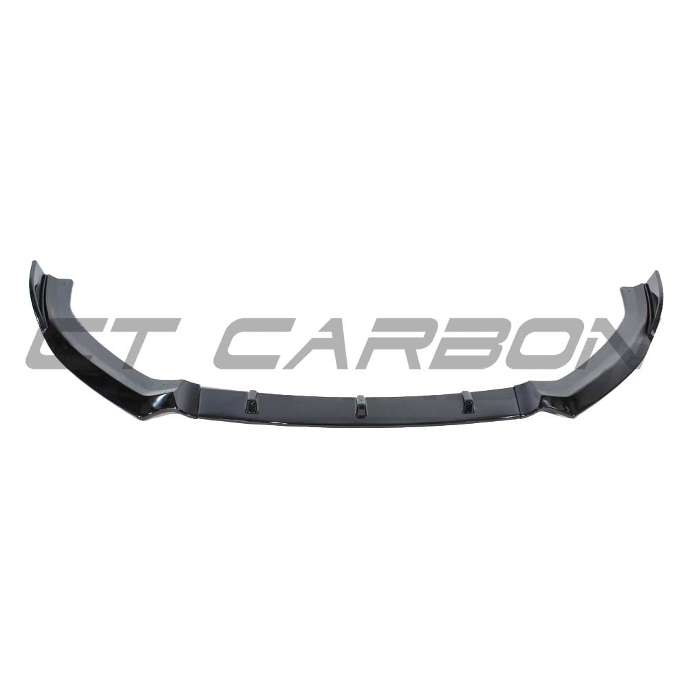 Gloss black splitter for Audi A3 S-Line and S3 8V facelift 2017-2020 by CT Carbon, showcasing the sleek aerodynamic design.