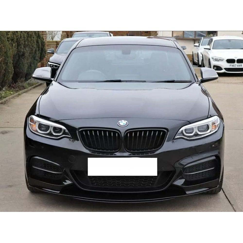 BMW 2 Series F23 full kit with gloss black dual exhaust and MP-style splitter by CT Carbon, showcasing sleek black exterior details.
