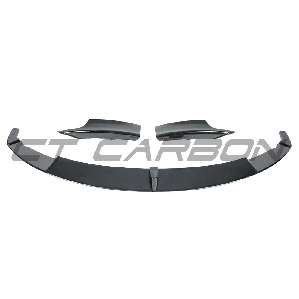 BMW 3 Series F30/F31 CT Carbon gloss black splitter, V1 style, installed on front bumper for enhanced sporty look.