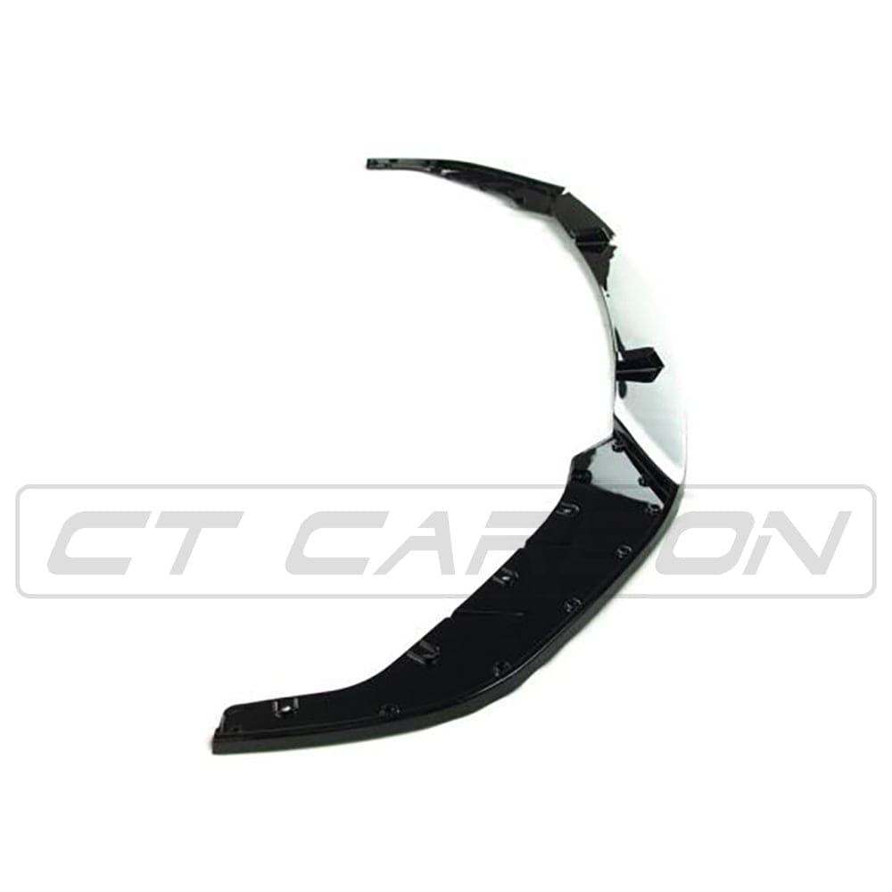 BMW 5 Series G30/31 Pre LCI gloss black splitter by CT Carbon, front splitter with MP style, mounted on the vehicle's bumper.