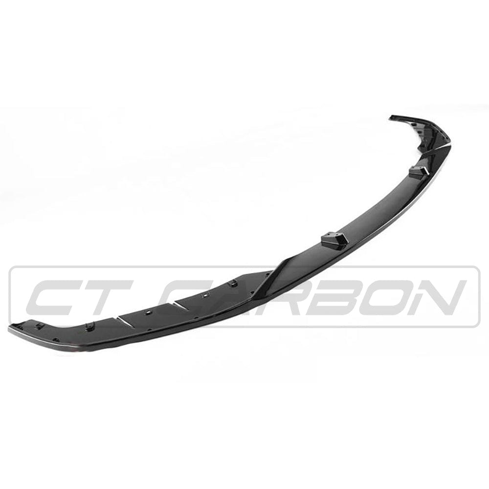 BMW 5 Series G30/31 Pre LCI gloss black front splitter by CT Carbon, featuring a sleek MP style design.