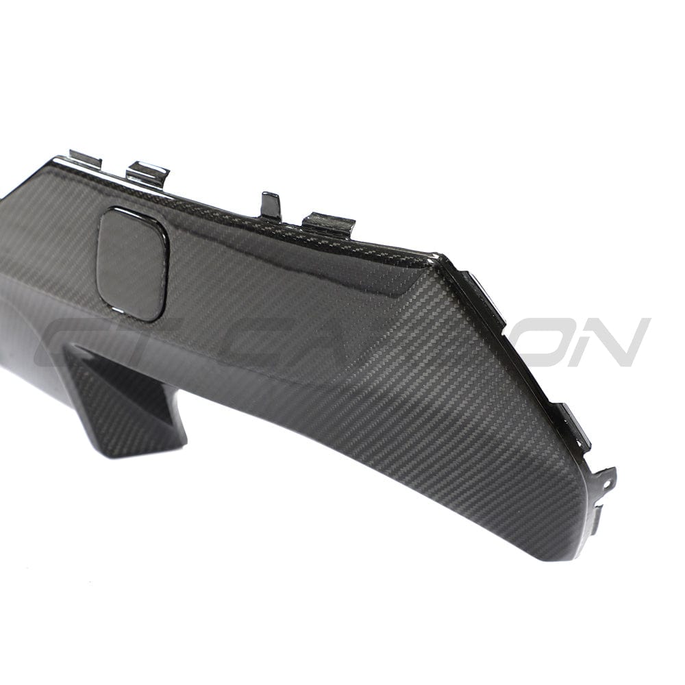 Black BMW G22 4 Series carbon fibre diffuser kit by CT Carbon, featuring a sleek, high-quality carbon fibre spoiler and diffuser.