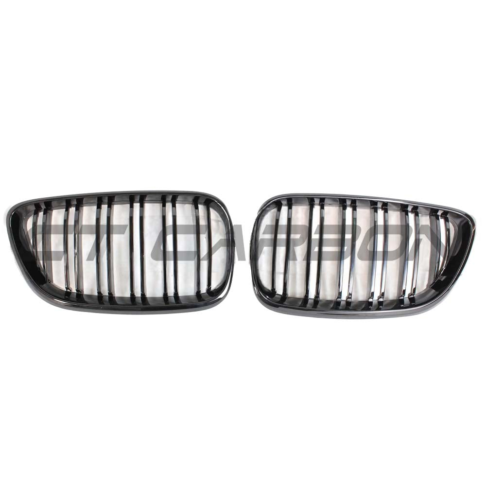 BMW M2 F87 F22 grille by CT Carbon with double slats in black, designed for 2 Series models, showcasing a sleek automotive design.