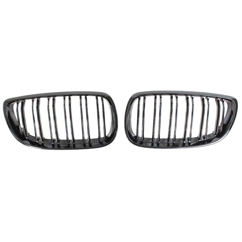 BMW E90 3 Series LCI double slat black grille by CT Carbon, close-up of sleek black grille design for BMW E90 models.