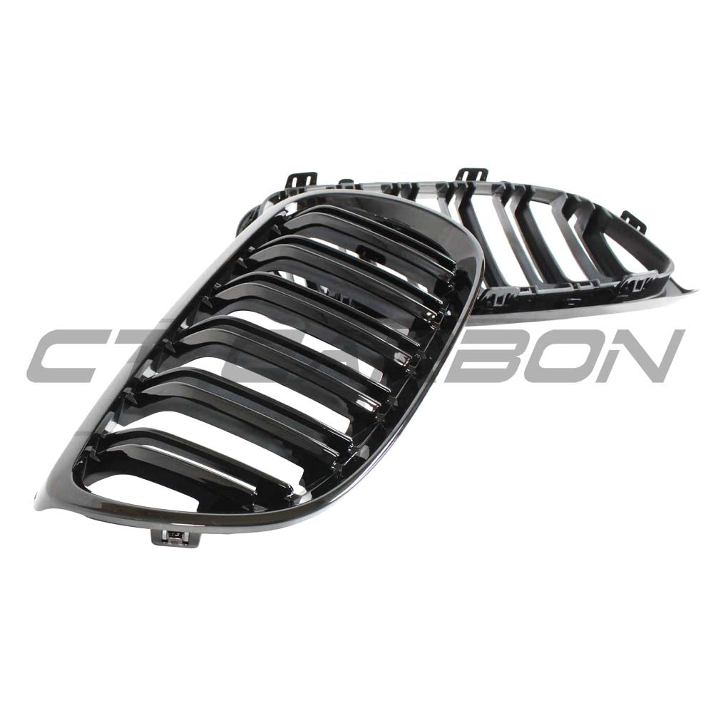 BMW E90 3 Series LCI double slat black grille by CT Carbon, showcasing sleek black grille design for enhanced vehicle style.