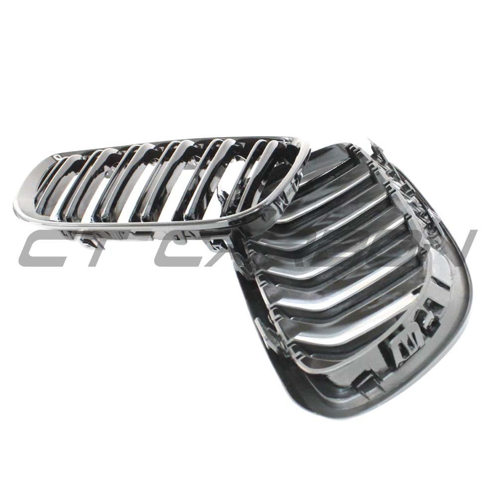 BMW E90 3 Series LCI double slat black grille by CT Carbon, showcasing sleek black design for enhanced front-end style.