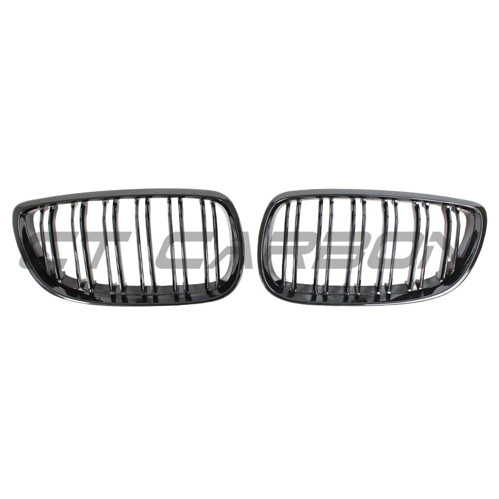 BMW M3 E92/E93 CT Carbon double slat black grille, aftermarket automotive grille for 3 Series models, black finish.