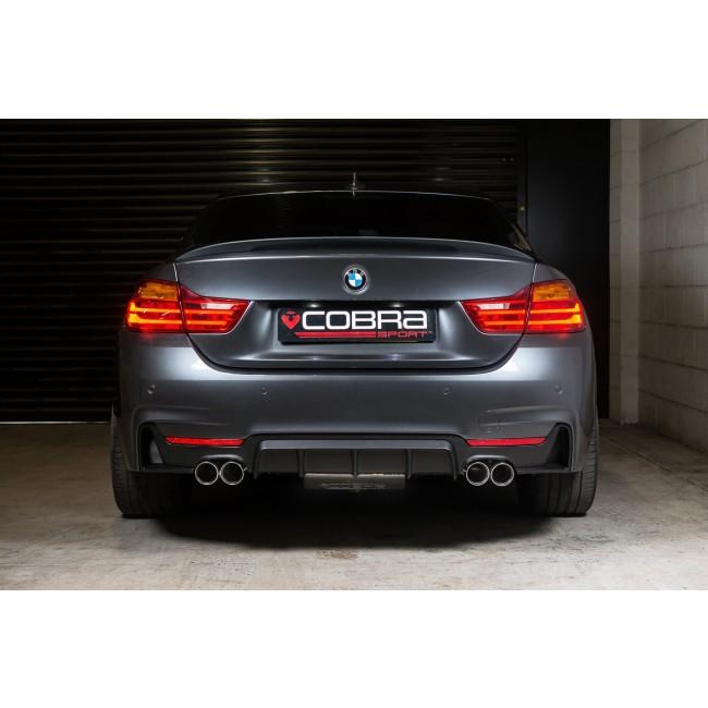 Cobra Sport BMW 435D quad exit M4 style performance exhaust conversion installed on the F32/F33/F36 model.