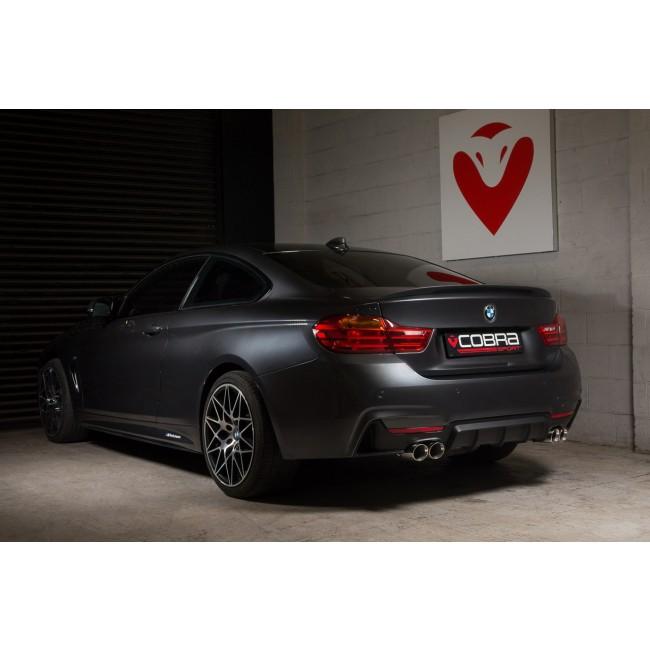 Cobra Sport BMW 435D quad exit M4 style performance exhaust conversion installed on a BMW F32/F33/F36.