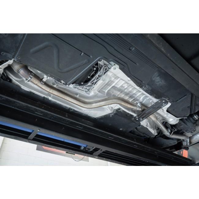 Cobra Sport BMW 340i GPF/PPF delete back exhaust system for F30 LCI and F31 LCI models, showcasing the performance exhaust.