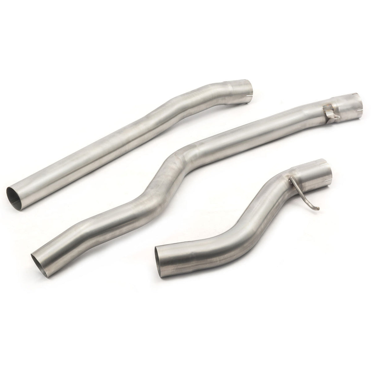 Cobra Sport BMW M140i GPF/OPF delete back exhaust with performance resonator and piping, showcasing the sleek stainless steel design.