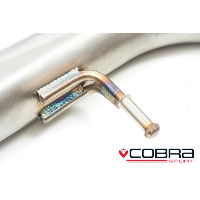 Cobra Sport BMW M2 F87 Coupe 3-inch valved cat back performance exhaust system with polished tips and dual exhaust outlets.