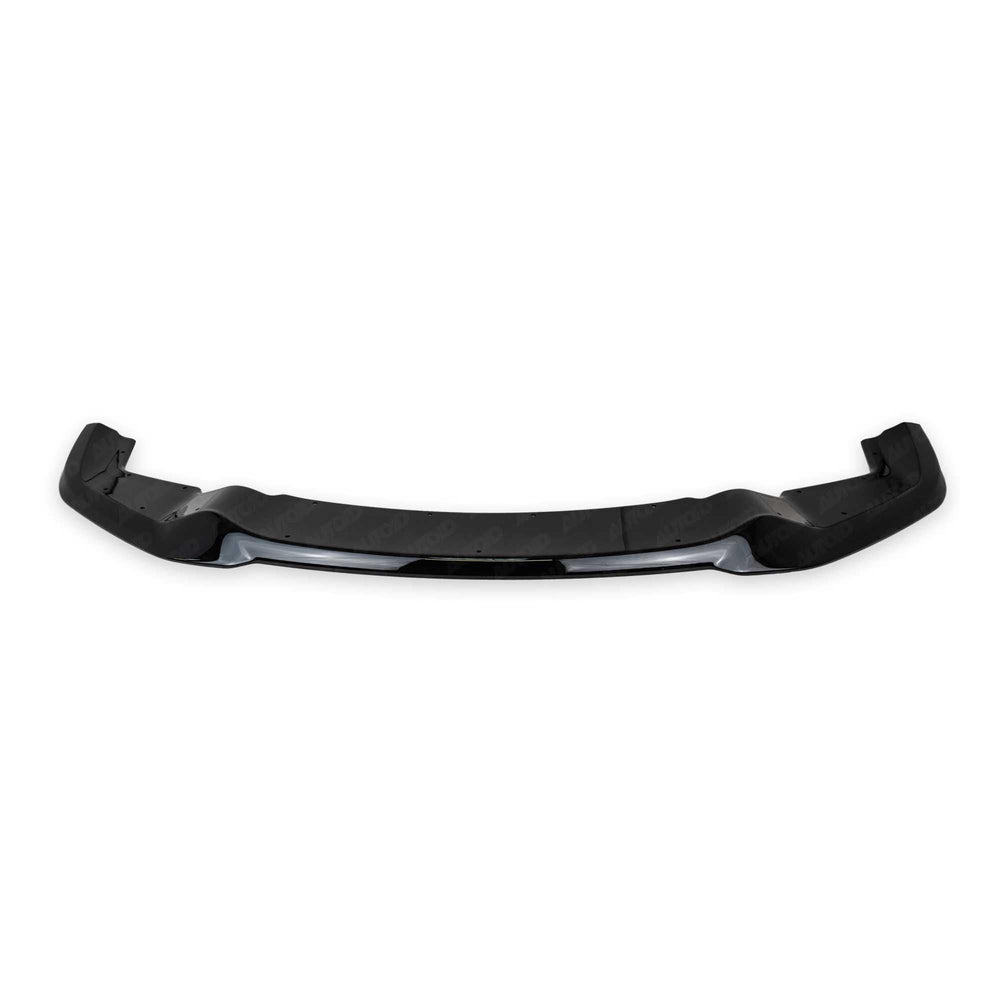 BMW M2 F87 EVO-S gloss black front splitter by ZAERO, designed for 2015-2018 BMW M2 F87, enhancing aerodynamics and style.