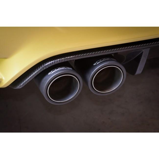 Cobra Sport BMW M3 F80 GPF/OPF back exhaust with dual tips and valved secondary cat back performance exhaust system.