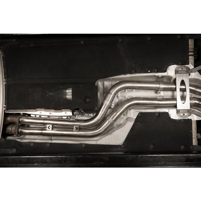 Cobra Sport BMW M4 F82 coupe 3-inch secondary de-cat GPF/OPF back exhaust system installed on the vehicle.