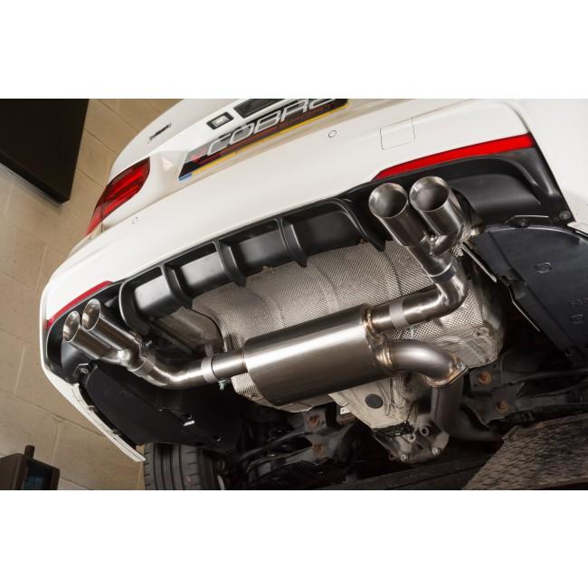 Cobra Sport BMW 330D F30/F31 quad exit M3 style exhaust conversion on a BMW 335d touring model.