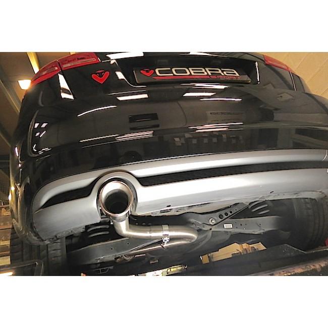Cobra Sport Audi A3 8P 2.0 TDI 2WD 2008-12 single tip cat back performance exhaust installed on a 3-door hatchback.