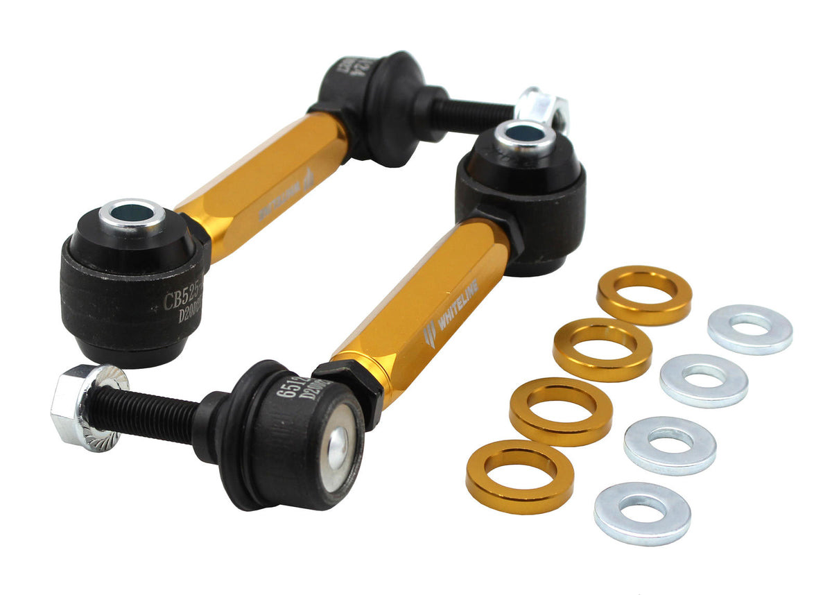 Nineteen72 Performance Whiteline rear axle anti-roll bar drop links for F87 M2 and M2 Competition, showing metal link components.
