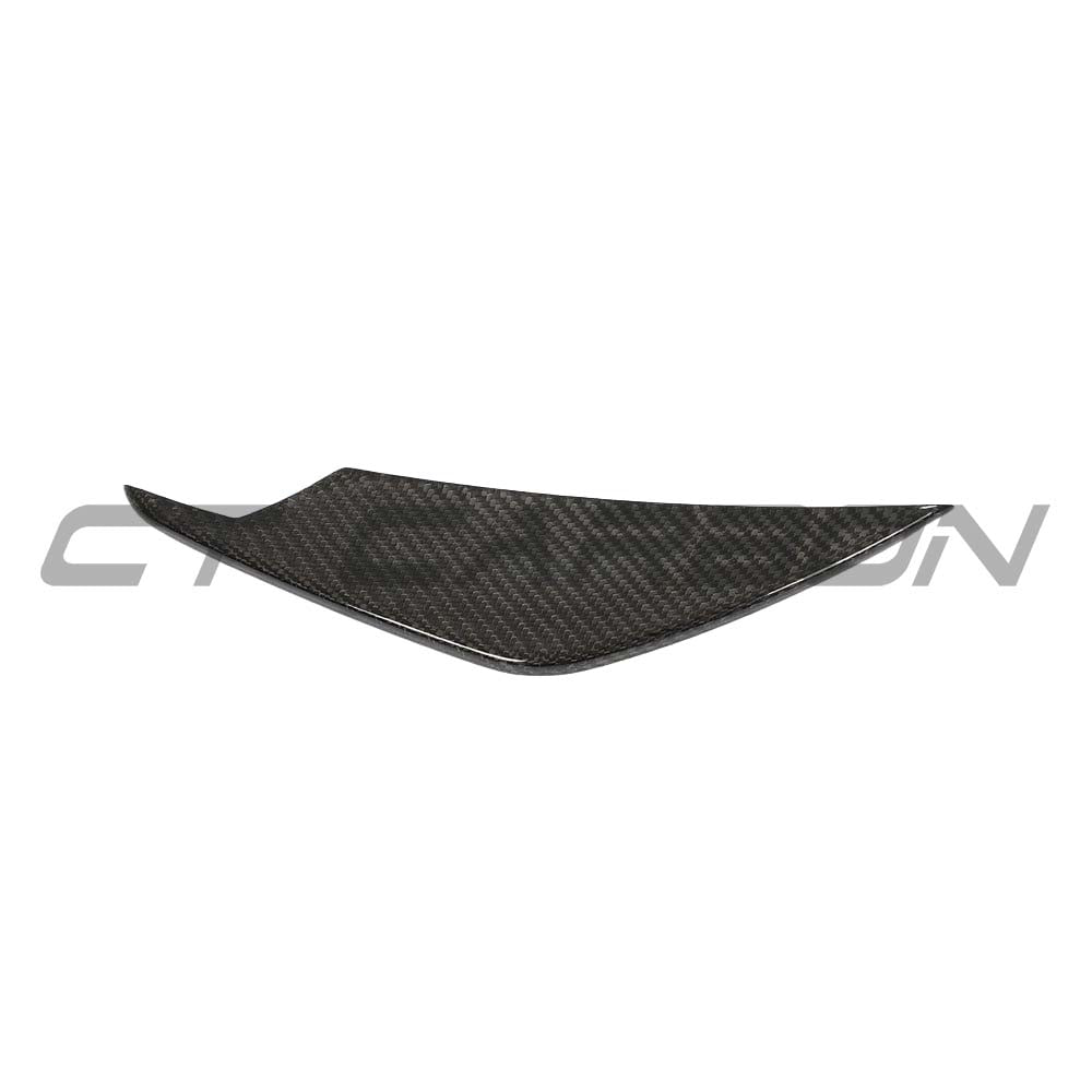 CT Carbon carbon fibre front bumper canards for BMW M3 M4 G80 G82 G83, aggressive aerodynamic accessories, front view.