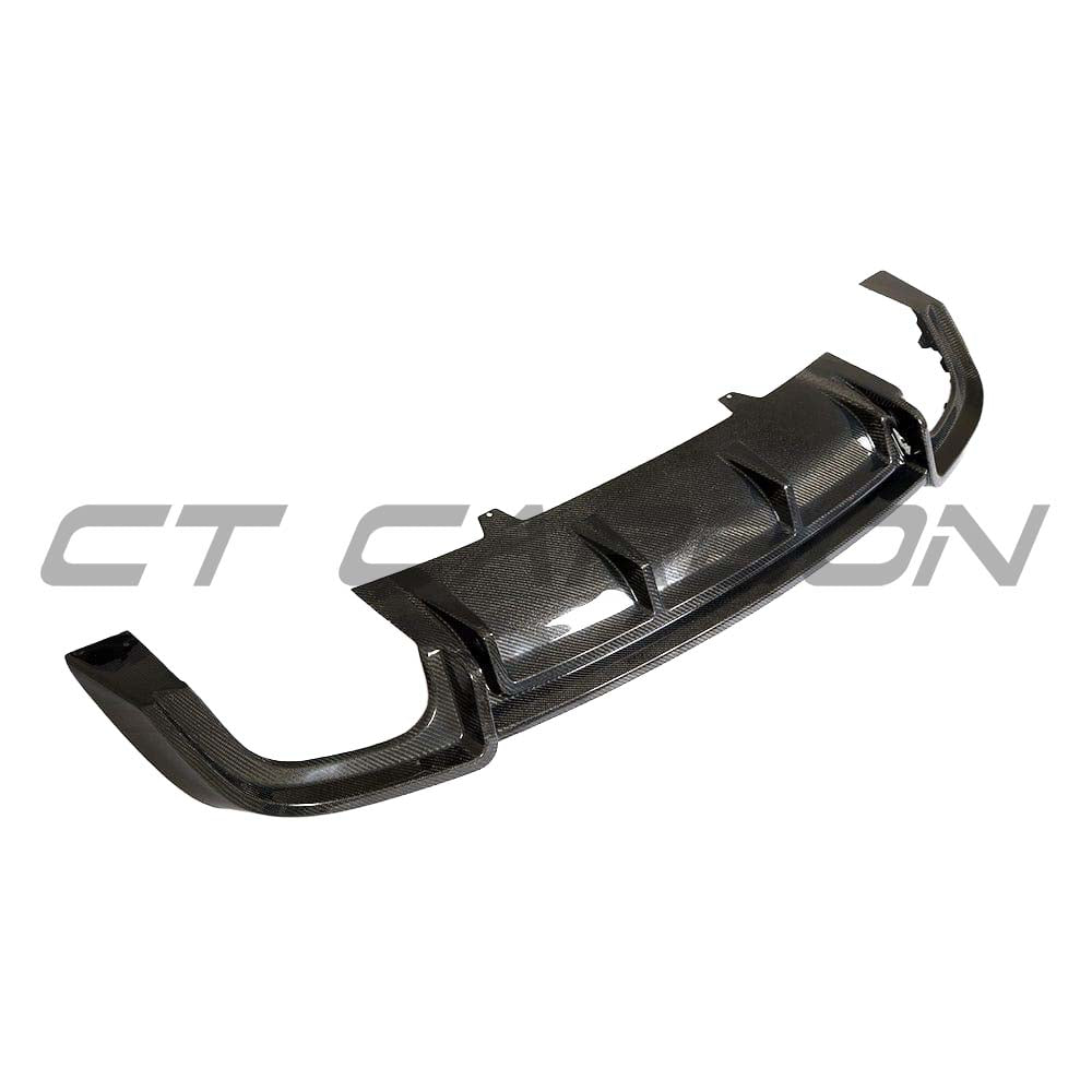 CT Carbon carbon fiber diffuser for Audi A5 S5 B9 (2017-2021), showcasing sleek, textured carbon fiber design on the car's rear.