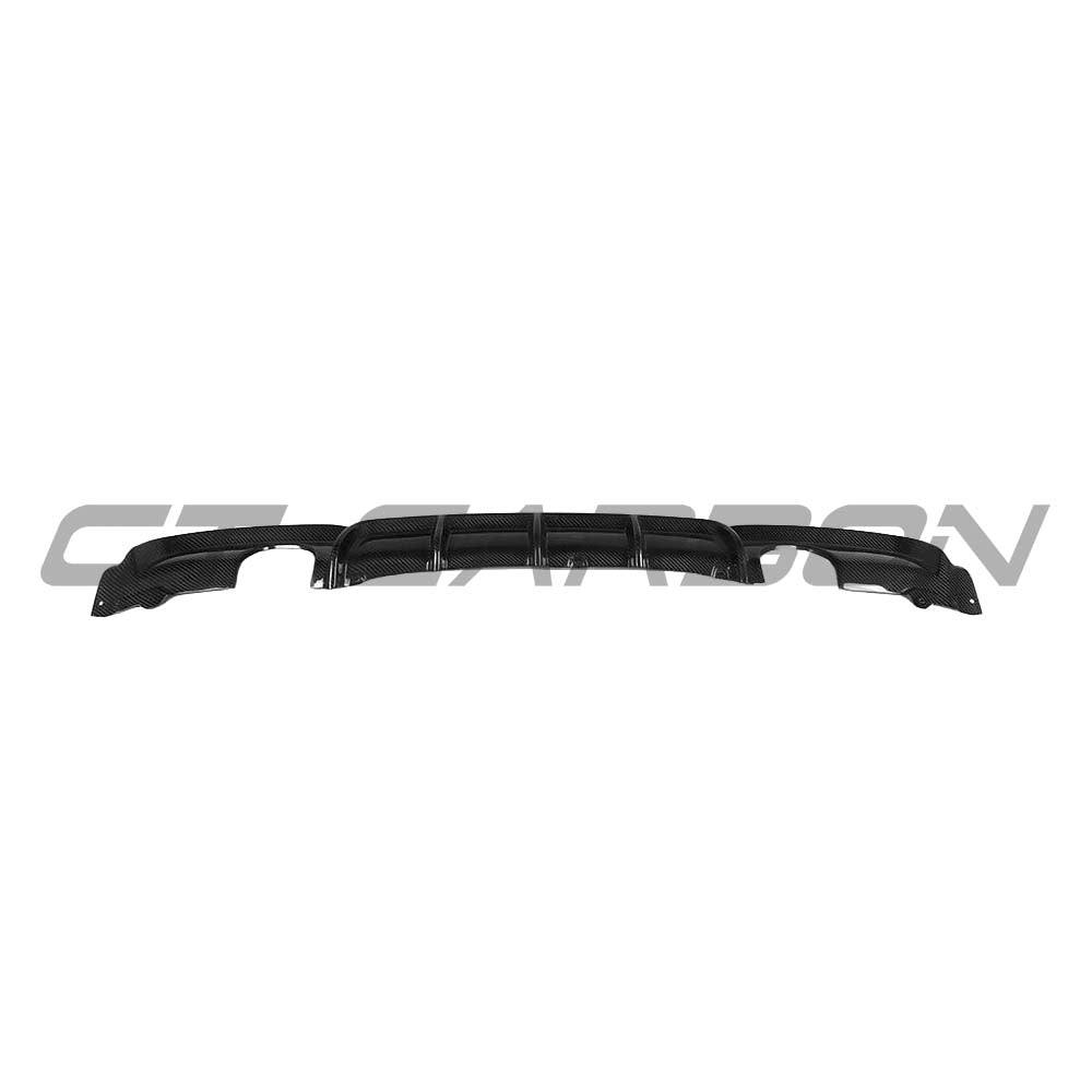 BMW F30/F31 3 Series carbon fiber diffuser by CT Carbon, featuring a V2 design with dual exhaust cutouts and sporty style.
