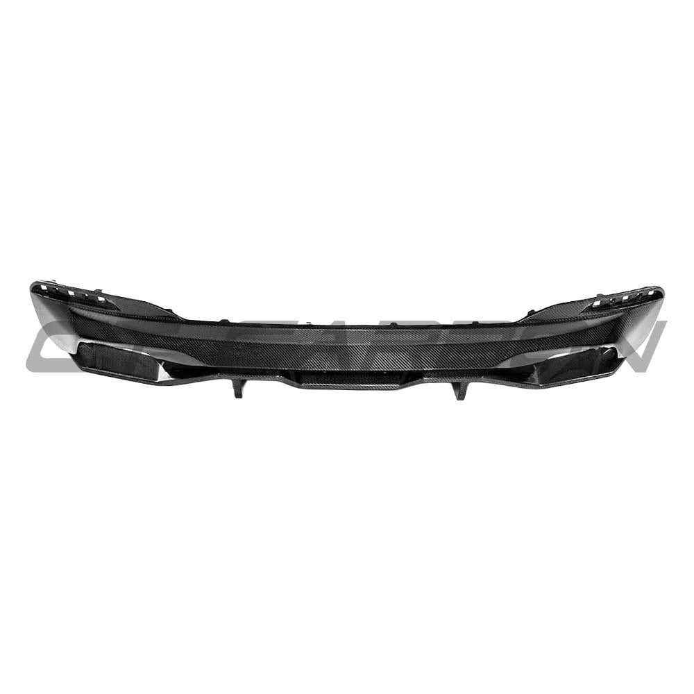 BMW G30 5 Series M Sport carbon fibre diffuser kit by CT Carbon, showcasing sleek black carbon fibre rear diffuser.