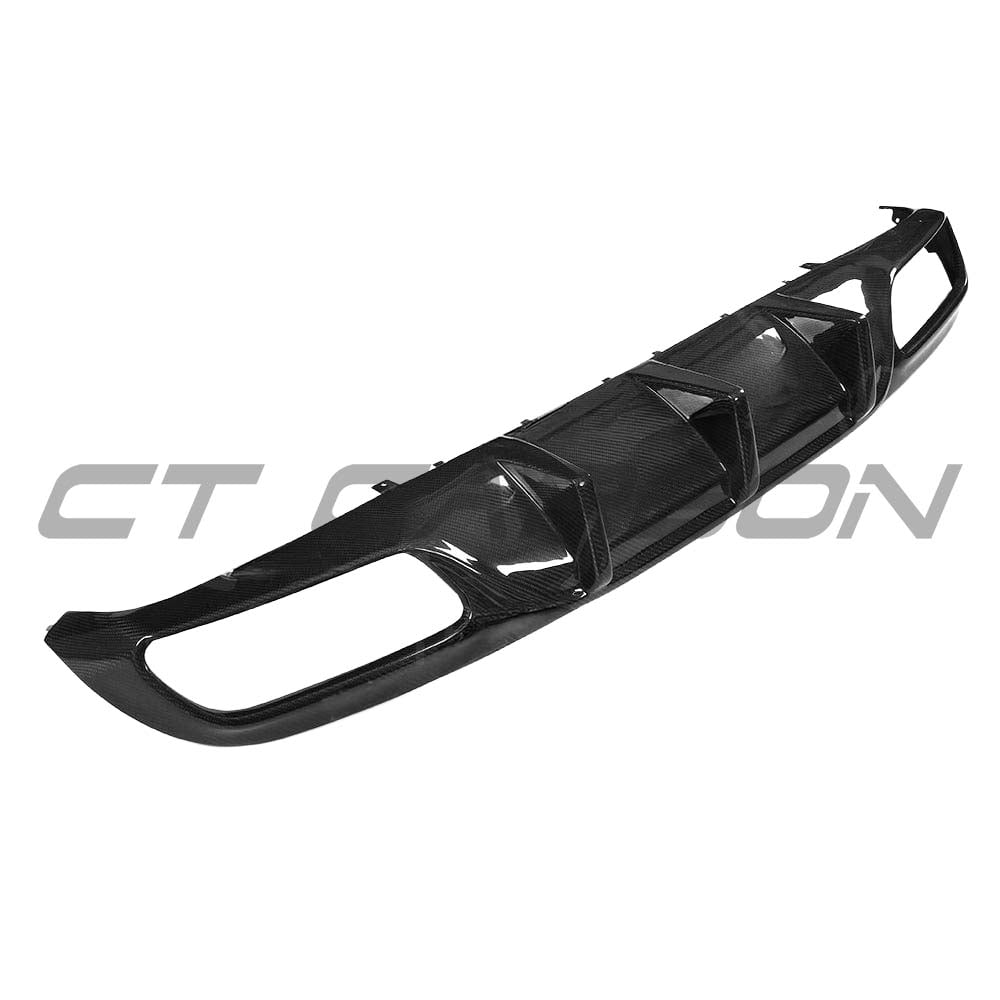 Carbon diffuser for Mercedes W205 C63 Coupe by CT Carbon, showcasing sleek aerodynamic design and high-quality carbon fiber material.