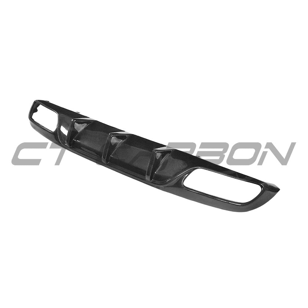 Carbon diffuser for Mercedes W205 C63 Coupe by CT Carbon, showcasing sleek aerodynamic design and high-quality craftsmanship.
