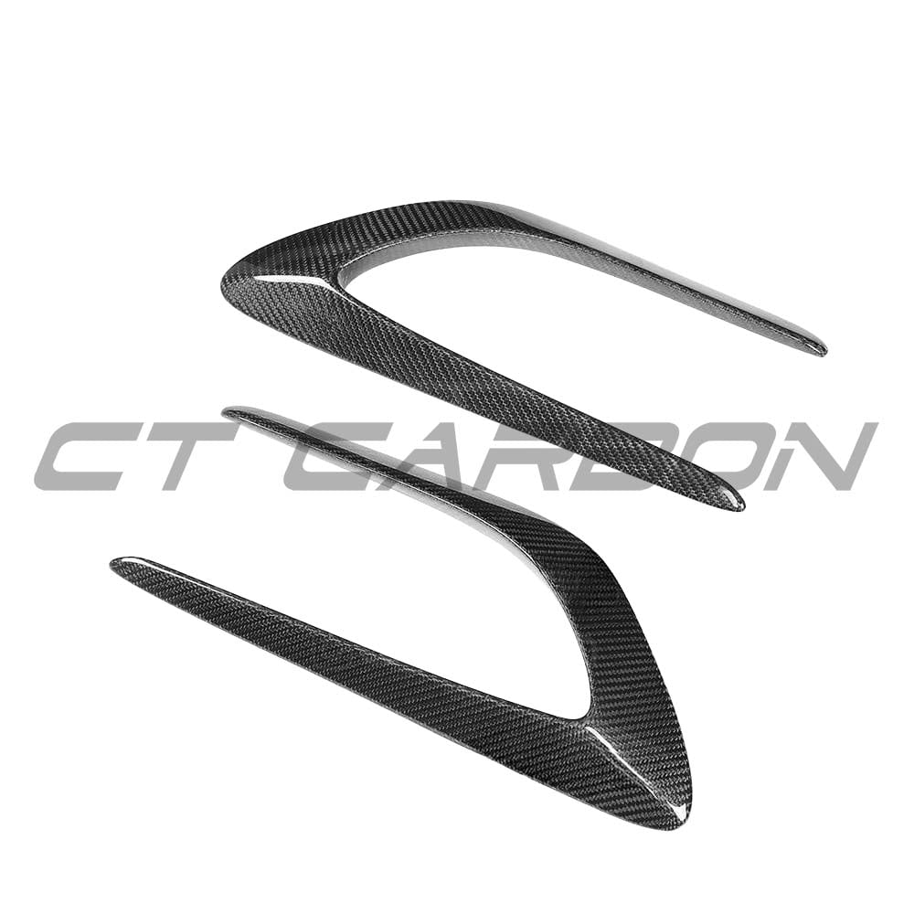 Mercedes C63/C63S W205 coupe carbon fibre wing trims by CT Carbon, showing sleek exterior styling accessories on the vehicle.