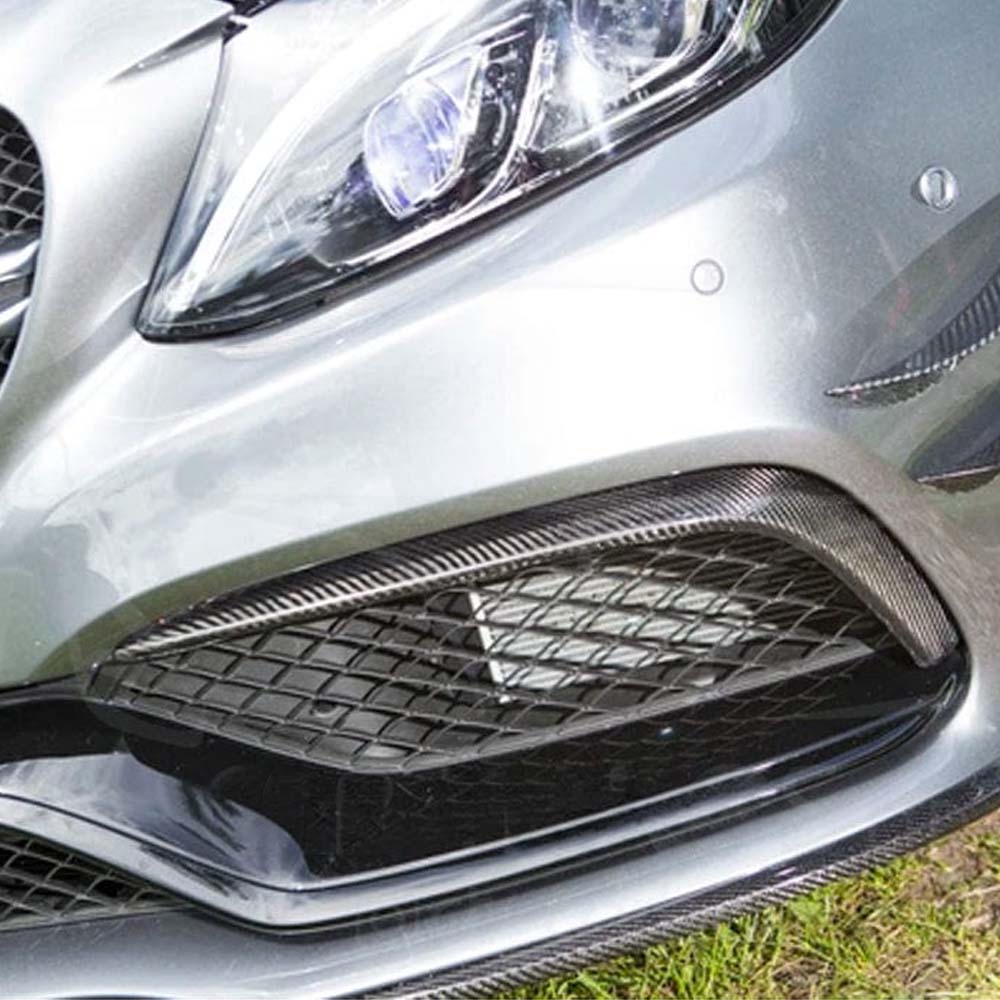 Carbon fibre bumper trim for Mercedes C63/C63S W205 coupe and saloon, designed by CT Carbon, enhances external styling.