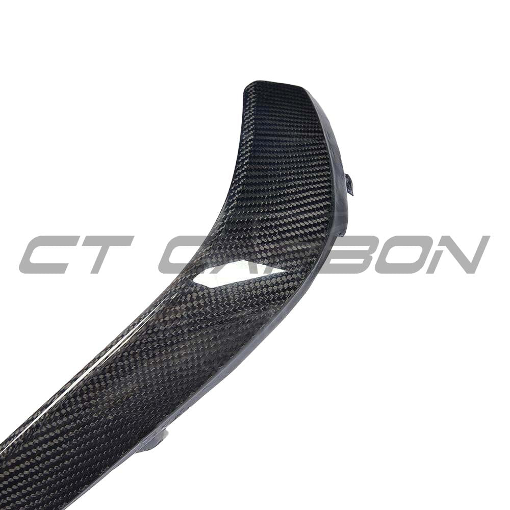 Mercedes C63 C63S W205 coupe and saloon carbon fibre bumper trim by CT Carbon, close-up of sleek exterior accessory.
