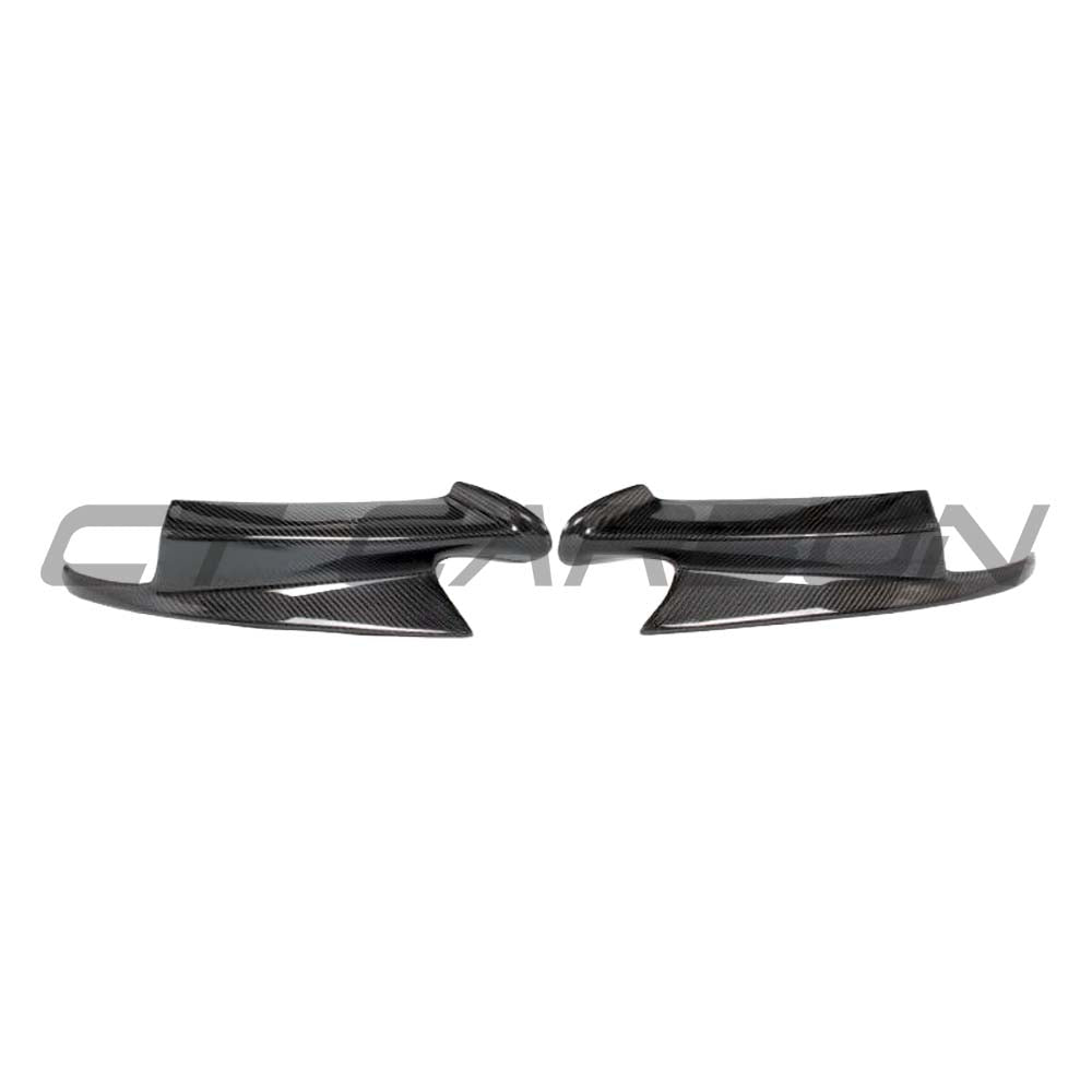 BMW M3 E92/E90 carbon front canard splitters by CT Carbon, lightweight full-carbon fiber splitter kit for enhanced aerodynamics.