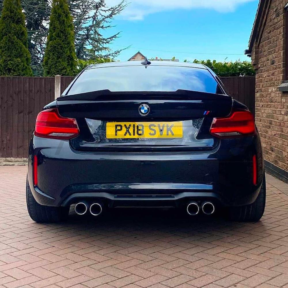 BMW F87 M2 CT Carbon full carbon fiber kit installed, showcasing lightweight, high-performance carbon fiber components on the car.